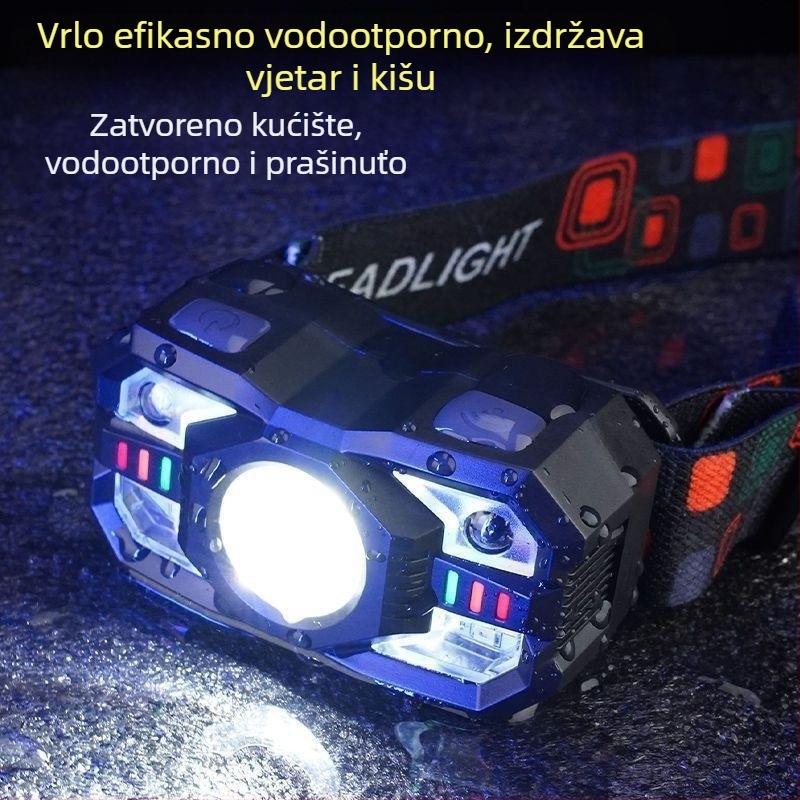 Čelna lampica ABS, LED 10W, 1200mAh, punjiva, domet 200–500m