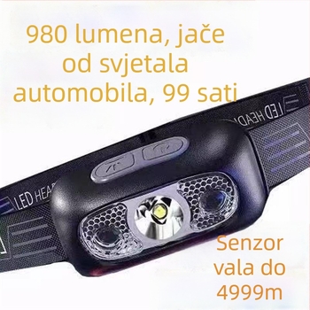 Čelna lampa s baterijom, žaruljni izvor, vodootporna, model Bj779k8j