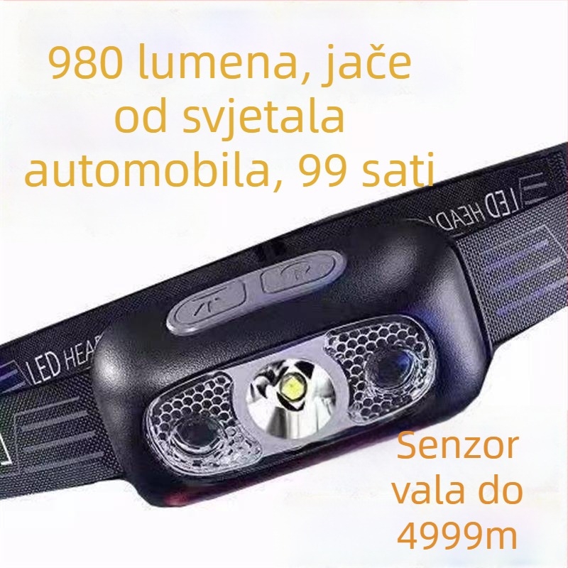 Čelna lampa s baterijom, žaruljni izvor, vodootporna, model Bj779k8j