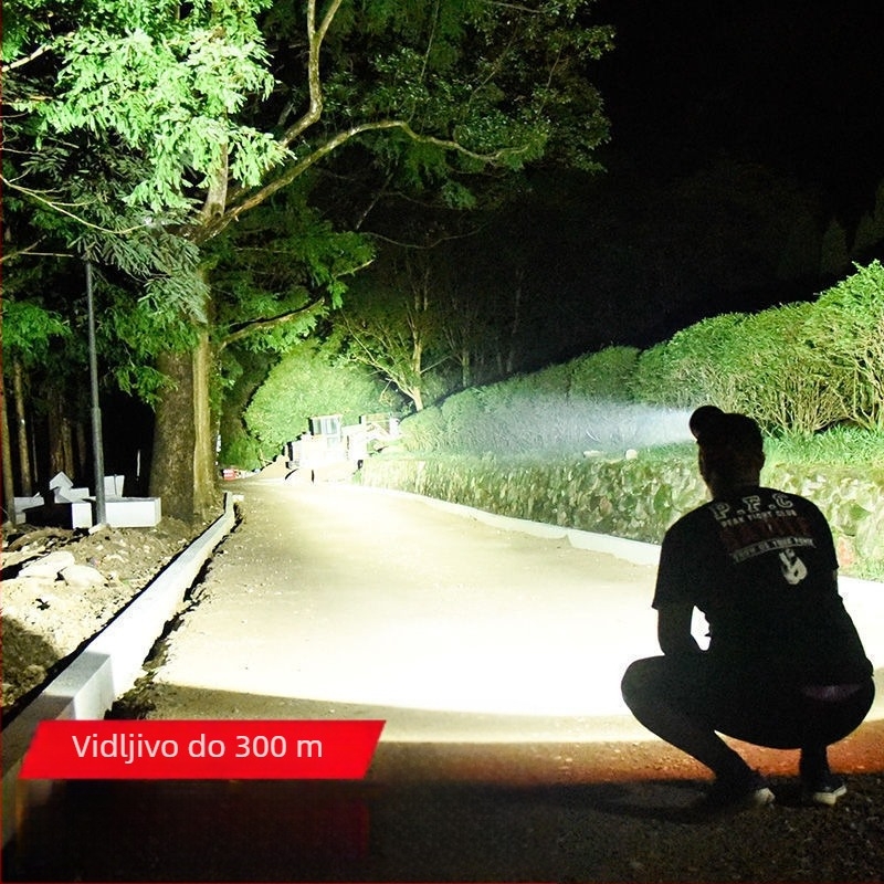 Čelna lampica s pet LED diodama, punjiva, ručni pogon, 3W, domet do 50 m