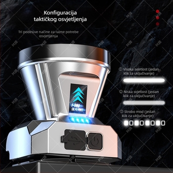 Napajana LED čelna lampica za dugi domet noćnog ribolova i kampiranja, nosiva na glavi, 5W LED, ABS kućište, baterija 600 mAh, domet 100–200 m