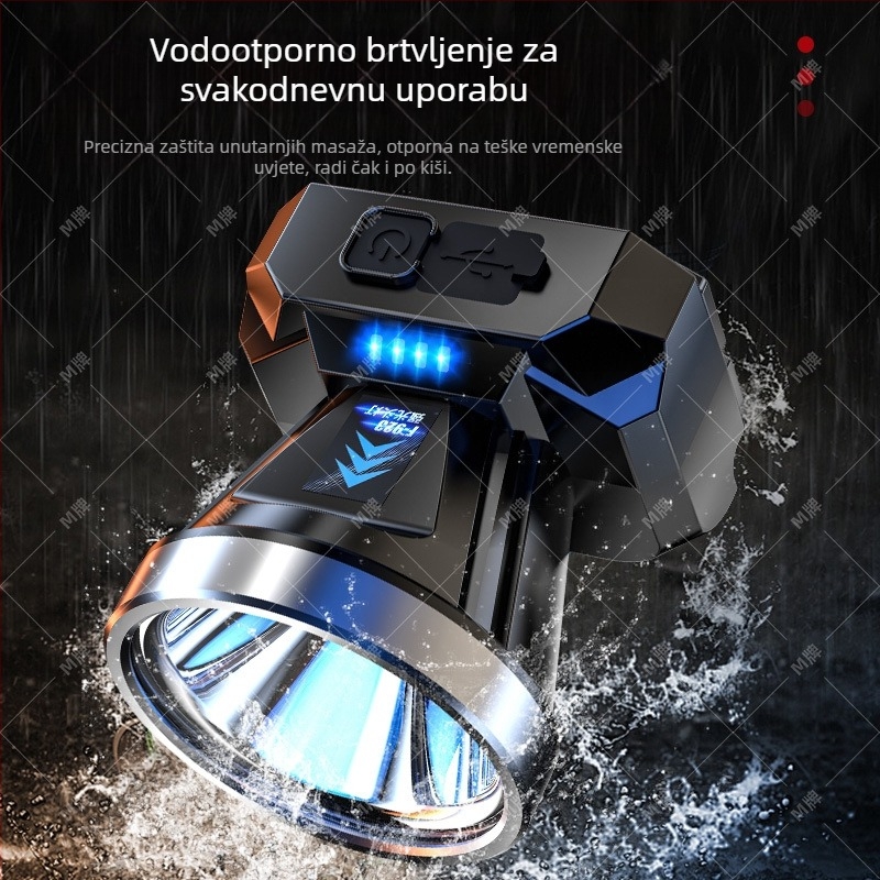 Napajana LED čelna lampica za dugi domet noćnog ribolova i kampiranja, nosiva na glavi, 5W LED, ABS kućište, baterija 600 mAh, domet 100–200 m