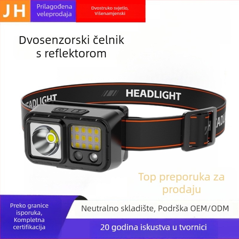 Čelna LED lampa s dugim dometom, punjiva za vanjsku upotrebu, 10W, 1200mAh, ručna energija, prijenosna