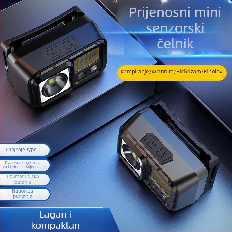 Čelna LED lampa s dugim dometom, punjiva za vanjsku upotrebu, 10W, 1200mAh, ručna energija, prijenosna