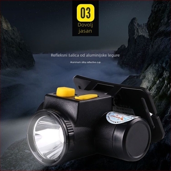 Yager LED čelna lampica s nabavljivom baterijom od 1200 mAh, 1,5 W LED, doseg 100–200 m, uključen punjač, pogodna za planinarenje, kampiranje, noćni ribolov, potragu, patrolu