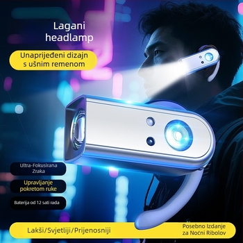 Klip-onski vanjski senzorni prednji svjetlo s LED, prijenosno i odvojivo, za noćno ribolov i vožnju biciklom, 360° rotacija, snaga 3.7W, kapacitet baterije 80, domet 100-200 m