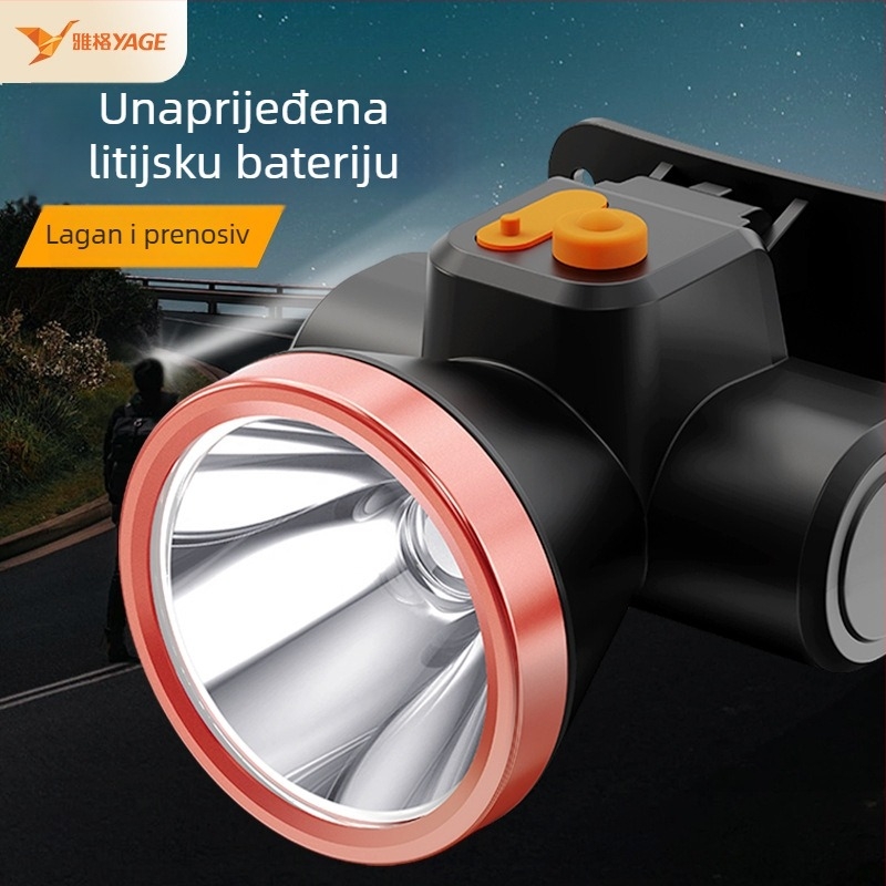 Yage YG5036 Punjiva LED čelna lampica, 1W, baterija 1200mAh, ručno tlačno napajanje, domet 500 m+