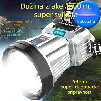LED čelna svjetiljka za noćni ribolov – visoke jačine, dug domet, punjiva, vodootporna