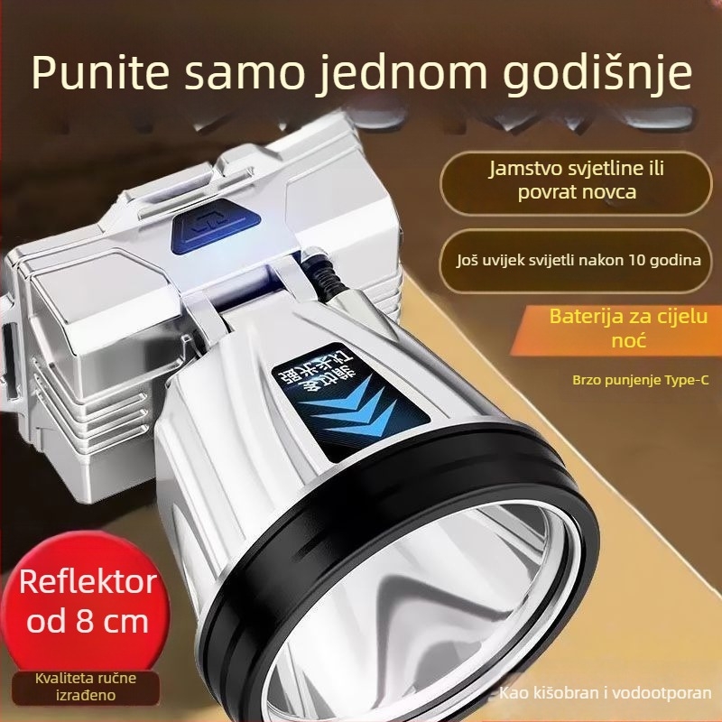 LED čelna svjetiljka za noćni ribolov – visoke jačine, dug domet, punjiva, vodootporna