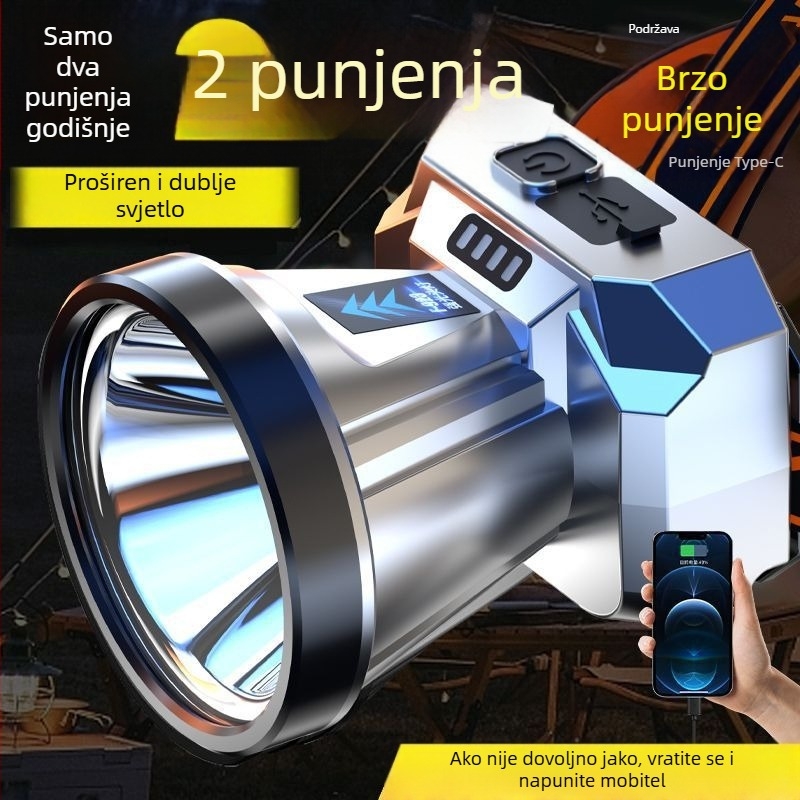 LED čelna svjetiljka za noćni ribolov – visoke jačine, dug domet, punjiva, vodootporna