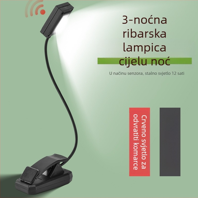 Noćna ribarska LED lampa za mamac s anti-komarinskim senzorom, baterijsko napajanje, IPX3 vodootpornost, plastično kućište