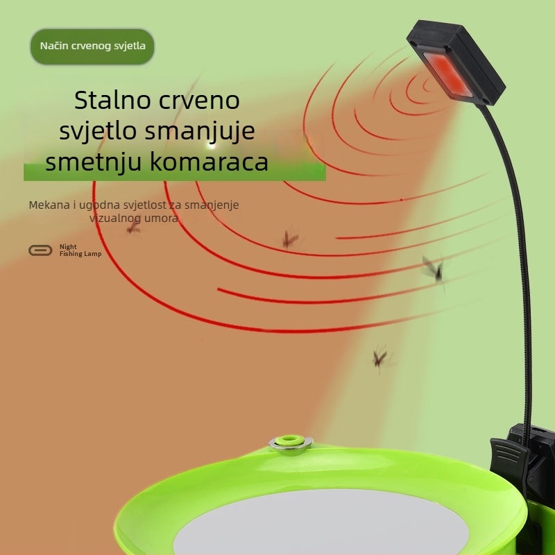 Noćna ribarska LED lampa za mamac s anti-komarinskim senzorom, baterijsko napajanje, IPX3 vodootpornost, plastično kućište