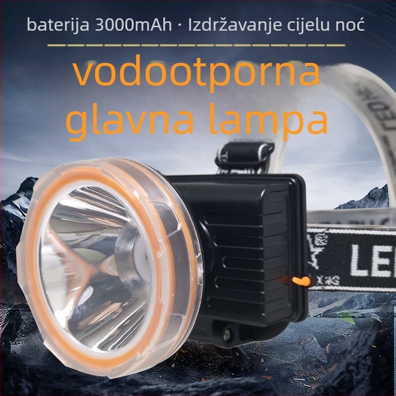 Taizhong Star LED čelna lampa, vodootporna, domet 200 m, trajanje 7–15 h, model TX-8847, za nočni ribolov na otvorenom
