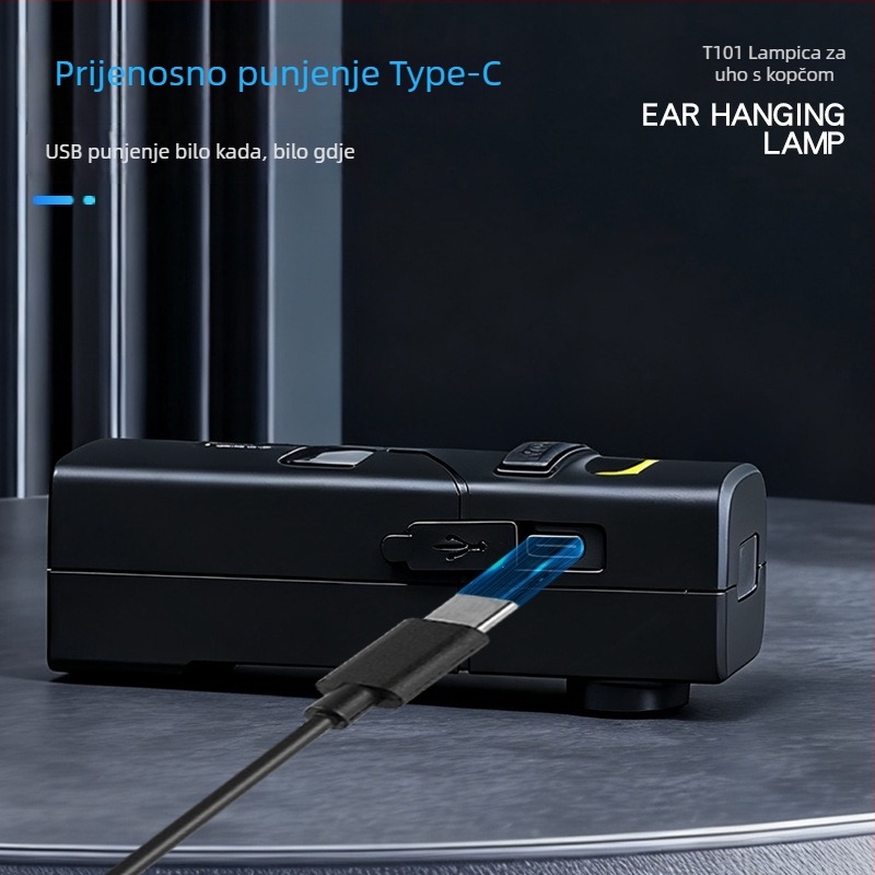 Lampa na glavi s usnim kopčama za vanjsku vožnju biciklom i noćni ribolov — ABS, 1800 mAh, 3W, LED, vodootporna