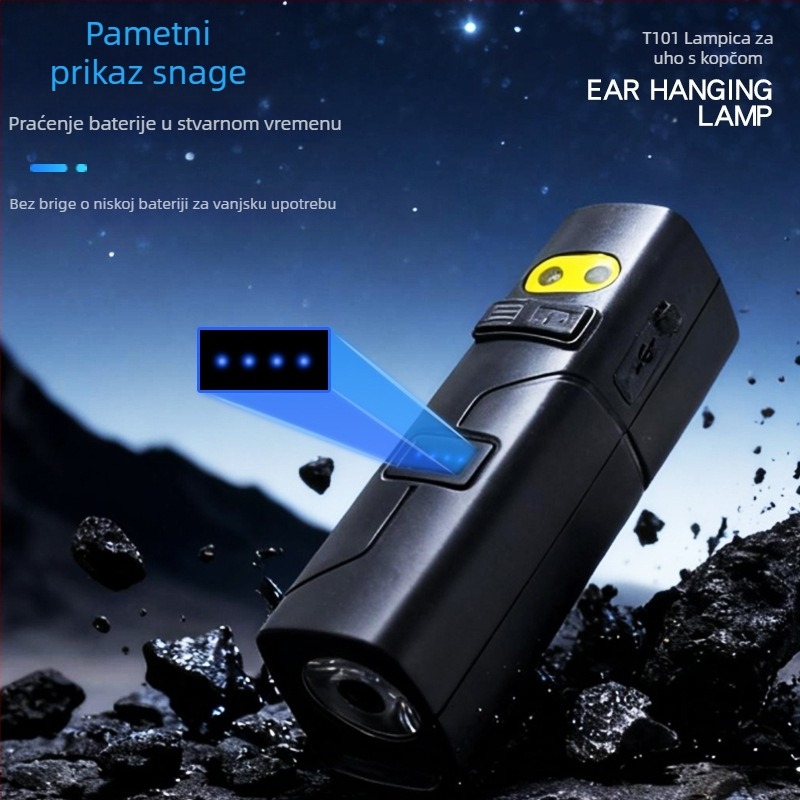 Lampa na glavi s usnim kopčama za vanjsku vožnju biciklom i noćni ribolov — ABS, 1800 mAh, 3W, LED, vodootporna