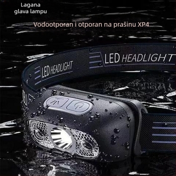 Čelna lampa s COB LED, aluminijsko tijelo, ručno generiranje kinetičke energije, domet 500 m, kompaktno noćno ribolovno svjetlo