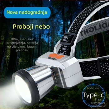 Napajana LED čelna lampica za djecu – lagana 58 g, vodootporna, snop 100–300 m, traka u obliku slova T