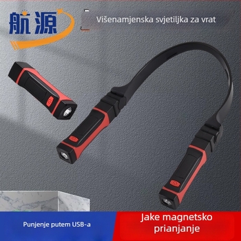 USB-rechargeable LED čelna lampica s magnetskim trakom, vodootporna, trajanje osvjetljenja 3–12 sati, prekidač na gumb
