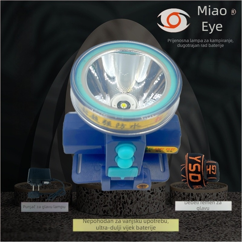 Ultrazvučna vodootporna LED čelna lampa za rudnike i rad na otvorenom — Punjiva, 108W, 3800mAh, domet 200–500 m