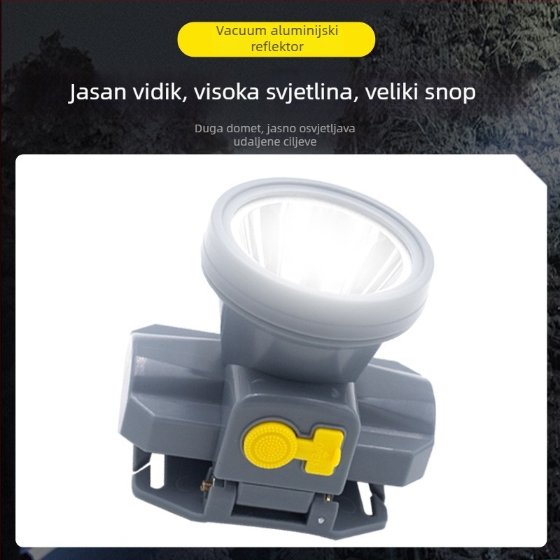 USB punjiva čelna lampica s LED, 360° rotacija, vodootporna, domet zrake 200–500 m