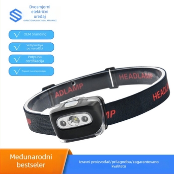 LED čelna lampa za vanjsku upotrebu, dvostruki izvor svjetla, ABS kućište, 3W, napajanje baterijom, domet 50–100 m