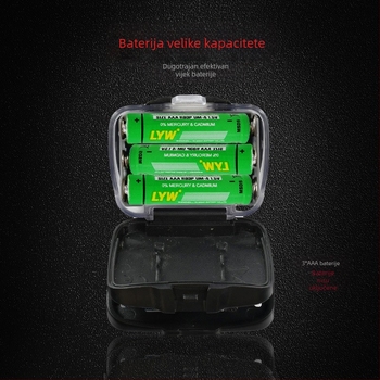 LED čelna lampa za vanjsku upotrebu, dvostruki izvor svjetla, ABS kućište, 3W, napajanje baterijom, domet 50–100 m