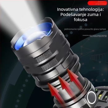 Čelna lampa USB-C punjenje, 30W LED, baterija 3600mAh, 360° rotacija, domet iznad 500 m