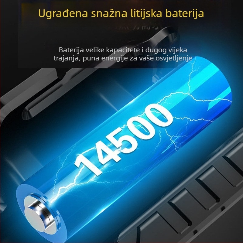 LED čelna lampica USB punjiva, ručnim pogonom, baterija 600 mAh, domet 100–200 m