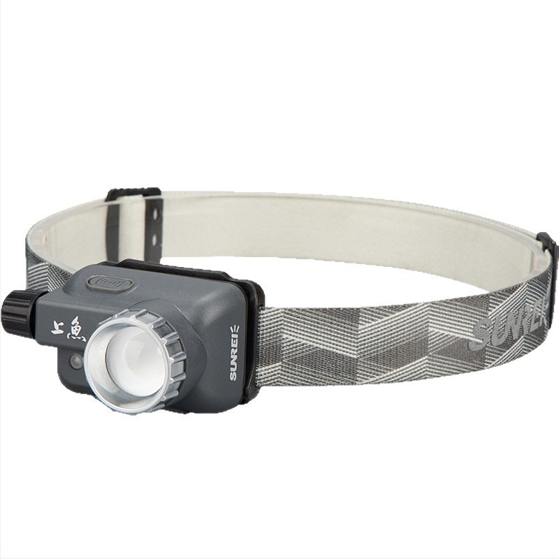 Čelna lampica za noćni ribolov, punjiva LED, podesivi fokus, neprekidno podešavanje jačine, s trakom za glavu, domet 200 m, trajanje 90 h