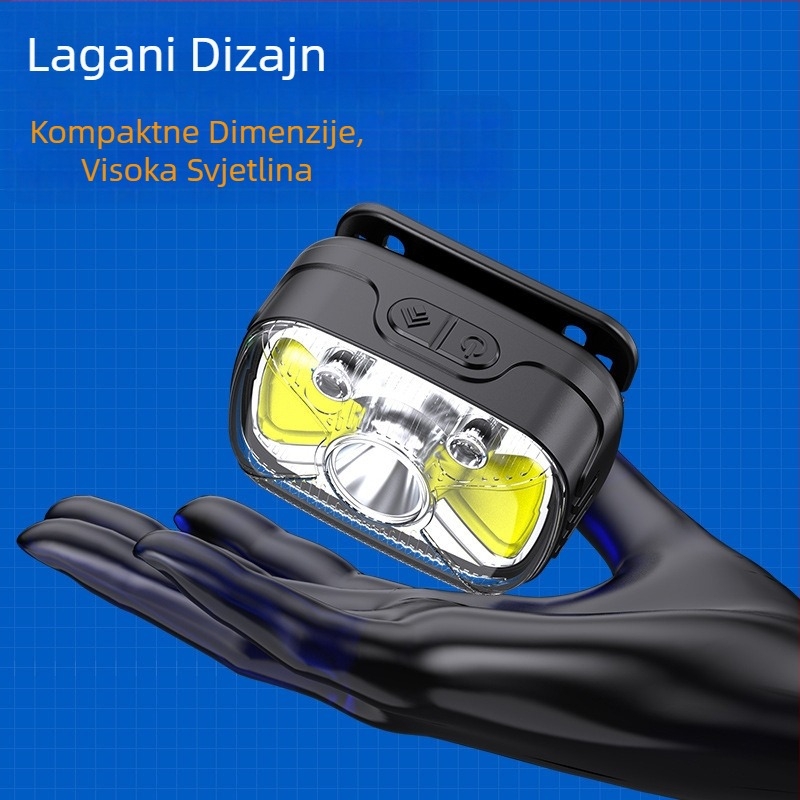 LED čelna svjetiljka za kampiranje – 10W, baterija 1200 mAh, Type-C punjenje, domet 100–200 m