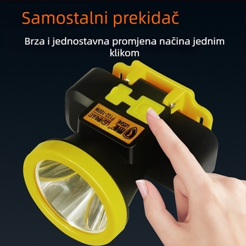 Ribolovna čelna svjetiljka, punjiva, domet zrake 200 m, 18 sati rada, vodootporna