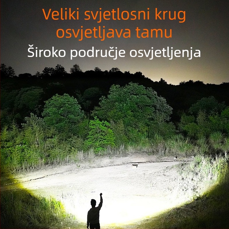 Ribolovna čelna svjetiljka, punjiva, domet zrake 200 m, 18 sati rada, vodootporna