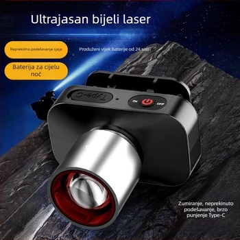 Čelna LED lampica, punjiva, vodootporna, domet snopa 200 m, trajanje 5 sati