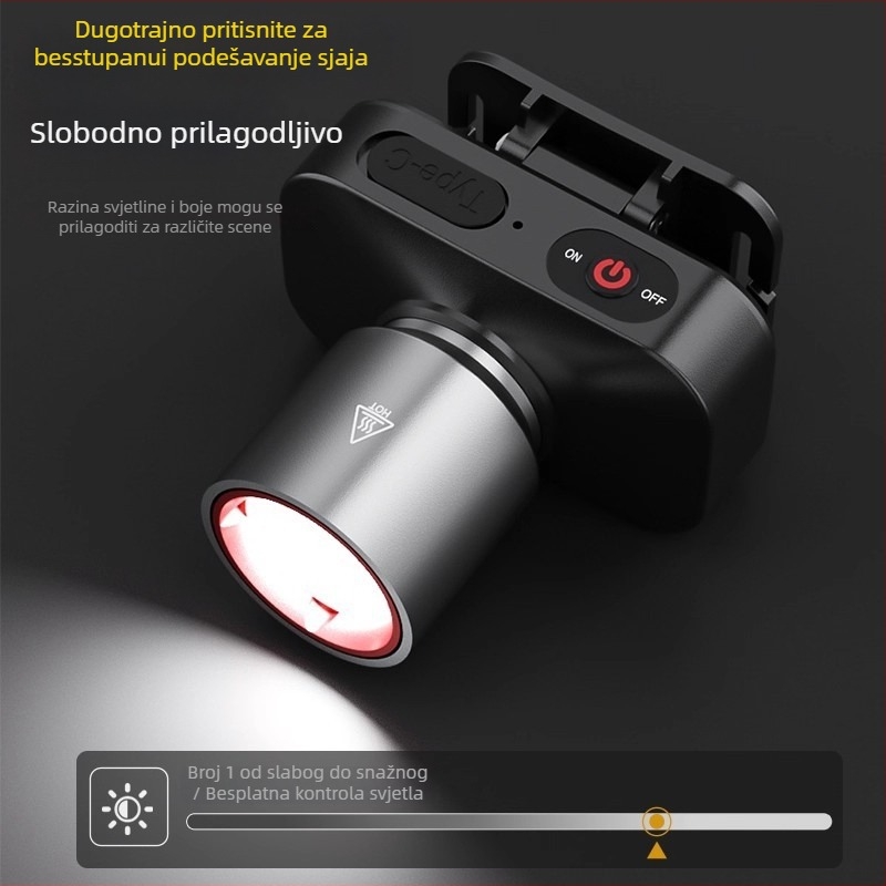 Čelna LED lampica, punjiva, vodootporna, domet snopa 200 m, trajanje 5 sati