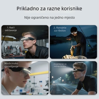 LED čelna svjetiljka - USB punjenje, širok kut osvjetljenja, za biciklizam i pecanje, ručni pogon (USB punjenje; LED izvor svjetla; ručni pogon)