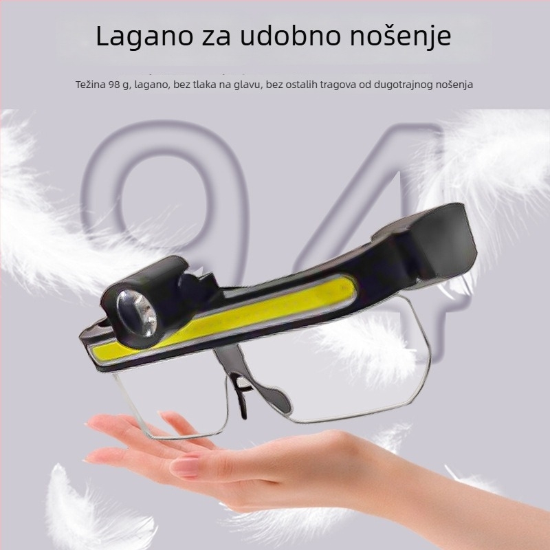 LED čelna svjetiljka - USB punjenje, širok kut osvjetljenja, za biciklizam i pecanje, ručni pogon (USB punjenje; LED izvor svjetla; ručni pogon)