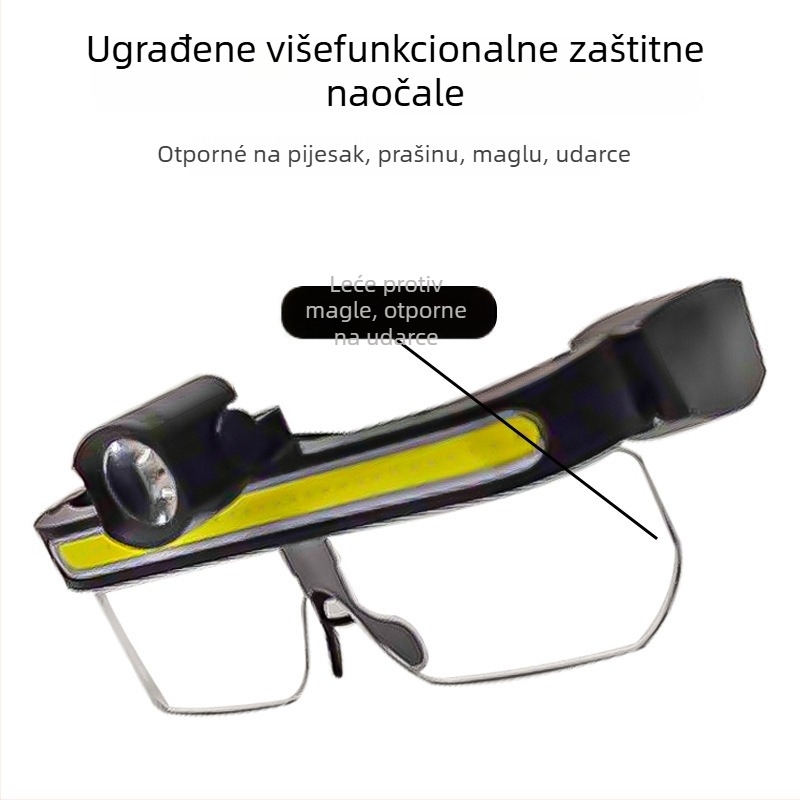 LED čelna svjetiljka - USB punjenje, širok kut osvjetljenja, za biciklizam i pecanje, ručni pogon (USB punjenje; LED izvor svjetla; ručni pogon)