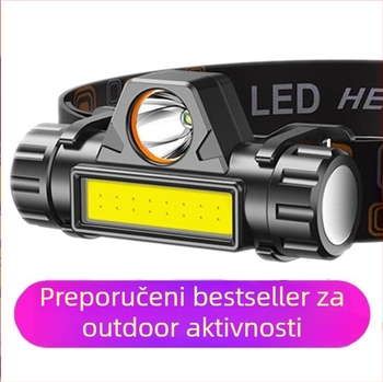 Čelna lampa s COB LED - mini, punjiva, vodootporna, 10W, domet 50-100 m