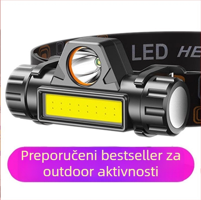 Čelna lampa s COB LED - mini, punjiva, vodootporna, 10W, domet 50-100 m