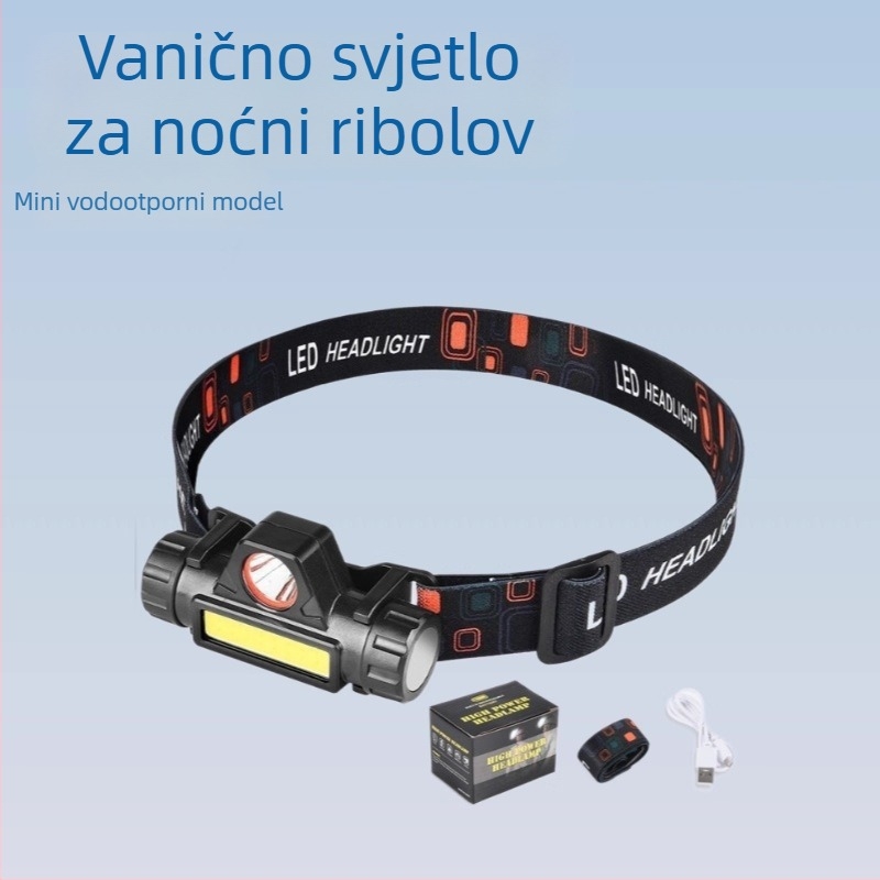 Čelna lampa s COB LED - mini, punjiva, vodootporna, 10W, domet 50-100 m