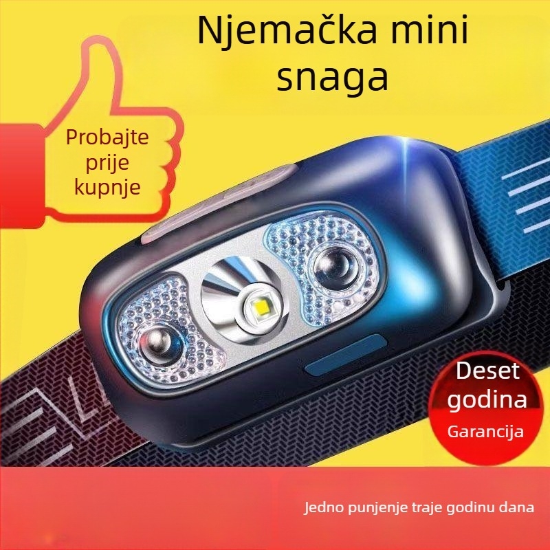 Čelna lampa, nosiva na glavi, punjiva baterijom 14500, vodootporna