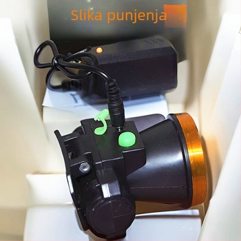 LED čelna svjetiljka, punjiva, 10W, 2000mAh, domet 100–200 m, za noćni ribolov i aktivnosti na otvorenom