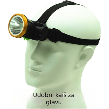 LED čelna svjetiljka, punjiva, 10W, 2000mAh, domet 100–200 m, za noćni ribolov i aktivnosti na otvorenom