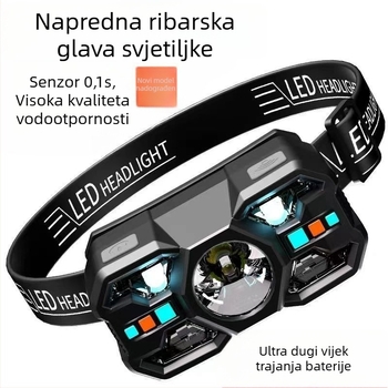Čelna lampica s ultradugim stanjem pripravnosti, laserski izvor svjetla, nosiva na glavi, napajanje baterijama, svjetlo za ribolov