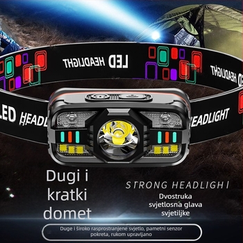 Čelna lampica s ultradugim stanjem pripravnosti, laserski izvor svjetla, nosiva na glavi, napajanje baterijama, svjetlo za ribolov