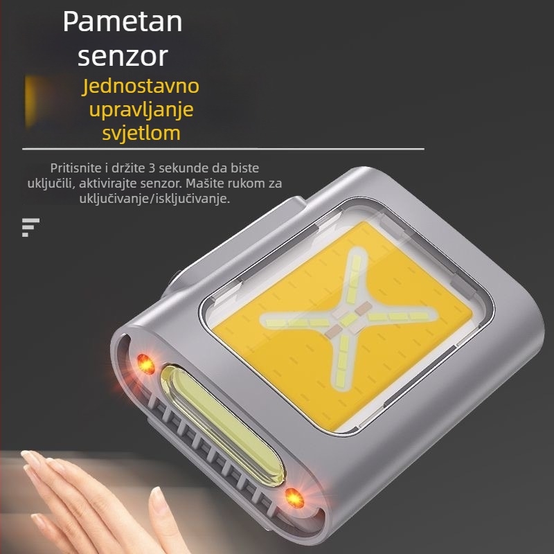 Senzorska svjetiljka za kapu s dinamičkim senzorom, Punjivo LED, vodootporno, baterija 500 mAh, domet 100–200 m