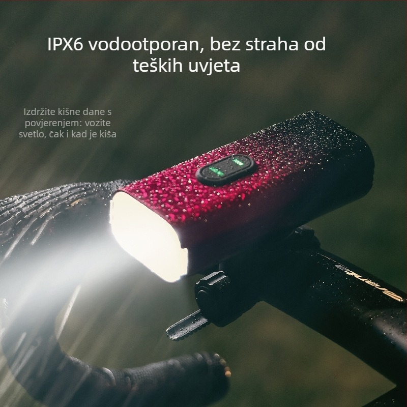 Prednje LED svjetlo za planinski bicikl, 2000 lumena, aluminijsko kućište, Type-C punjenje, 10000 mAh, vodootporno