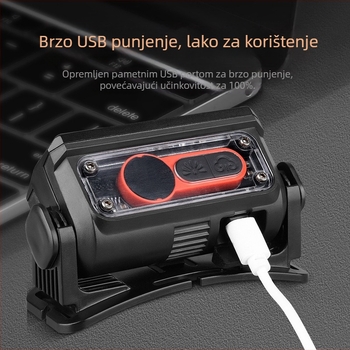 Čelna lampica s digitalskim displejom, 5W LED, punjiva, baterija 18650 1200mAh, domet 200–500 m, za planinarenje i ribolov
