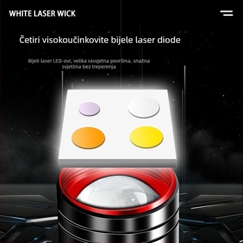 LED čelna svjetiljka s četiri LED za kampiranje i noćni ribolov, 20W, velika litij baterija, ručno pokretanje, domet do 500 m