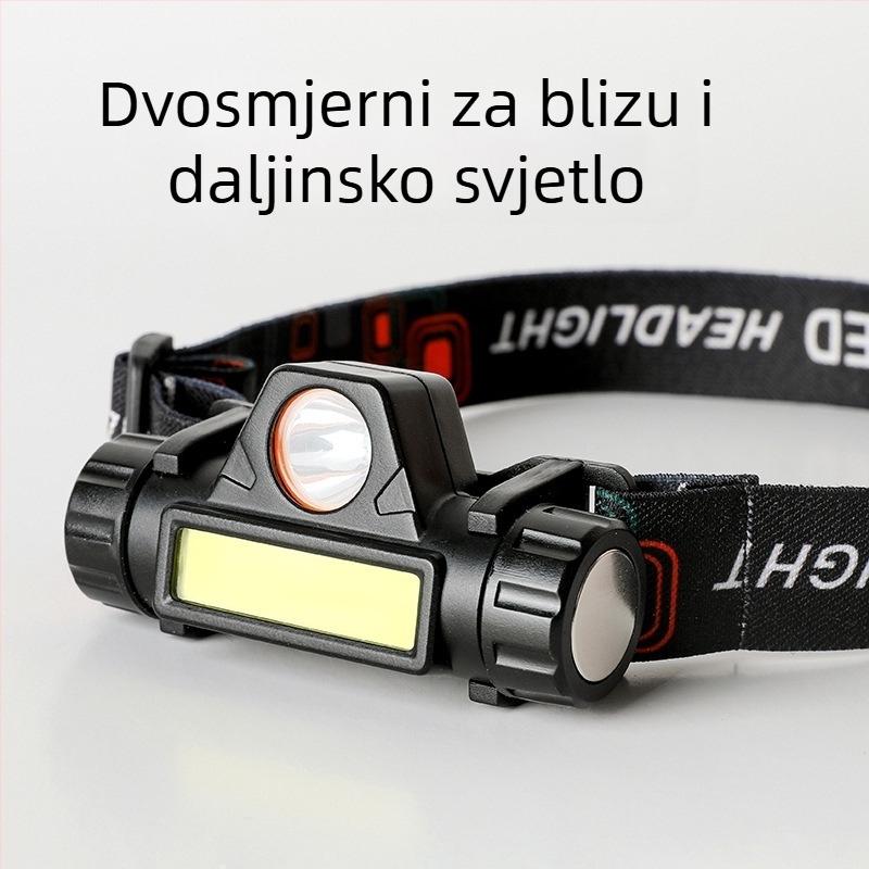 LED čelna lampa, baterija 3000mAh, ručni pogon, punjiva, domet 100–200 m